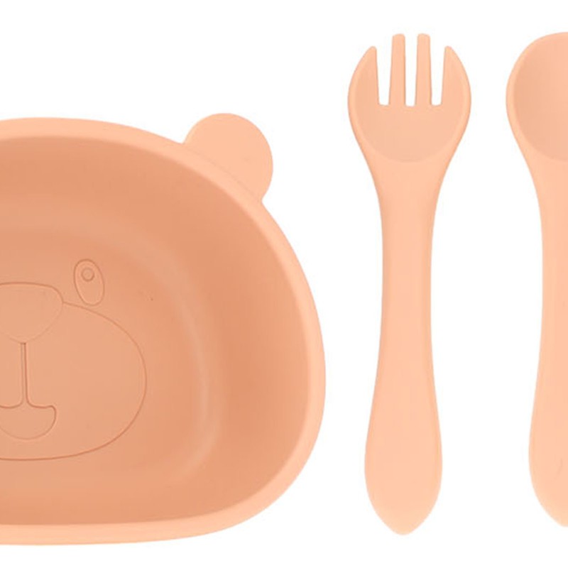 4pcs Children Plate Utensils Set Silicone Suction Bowls Set Toddler