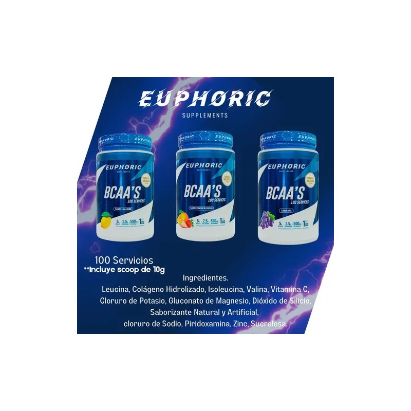 Bcaa Euphoric Colágeno Vitamina 1kg Ponche Frutas