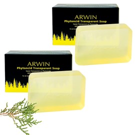 ARWIN Phytoncid Transparent Soap - 400g / 14.11 oz, Naturally Made Face and Body Soap Bar for Sensitive Skin Deep Cleansing & Refreshing Scent (2 Pack)