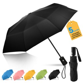 EZIYIN Travel Compact Umbrella, Folding Travel Umbrella for Rain and Shine Small, Windproof Automatic Open/Close, Portable Mini Umbrellas for Backpack, Purse, Suitcase (Black)