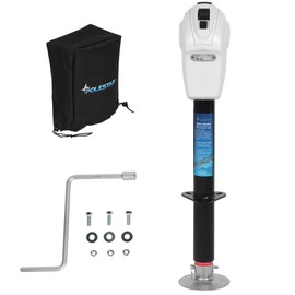 POLESTAR Power Tongue Jack, Electric Trailer Jack 3,500 lbs. A-Frame Electric Tongue Jack for Travel Trailer with Waterproof Cover & LED Light, Emergency Manual Crank Override, 27" Lift, 12V DC White