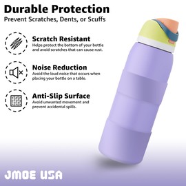 Jmoe USA Silicone Boot Sleeve + Hand Grip for Owala 40oz Water Bottle | BPA Free & Food-Grade Silicone Rubber | Protective Anti-Slip Bottom Bumper Cover | Protects Against Scratches (Retro Boardwalk)