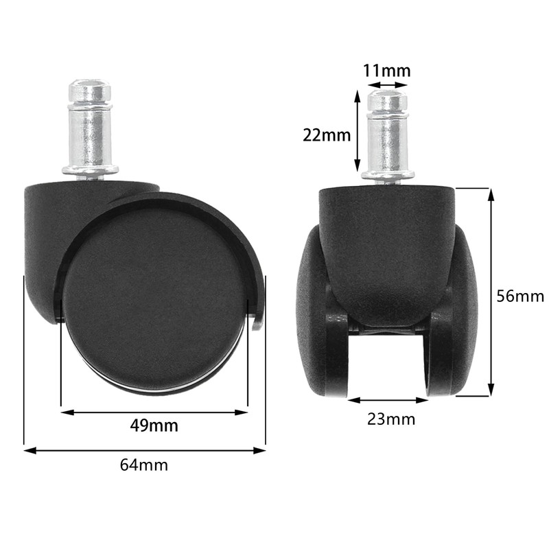 5 PCS Office Chair Caster Wheels,11mm Standard Size Chair Casters