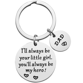 Father's Day Gift - Dad Gifts from Daughter for Birthday Christmas, I'll Always Be Your Little Girl, You Will Always Be My Hero Keychain, Dad Valentine's Day Gifts, Father Daughter Gifts | iWenSheng