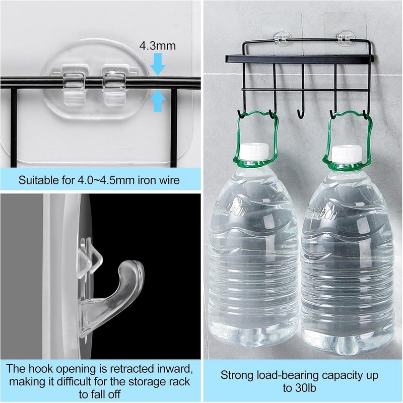 SUZLFTDZSW Shower Caddy Adhesive Replacement, Strong Adhesive Sticker Hooks for