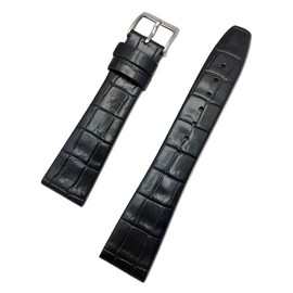 NewLife 20mm Black Leather Watchband | Square Crocodile Alligator Grain, Flat Replacement Watchstrap that brings to Any Watch (Mens Standard Length)