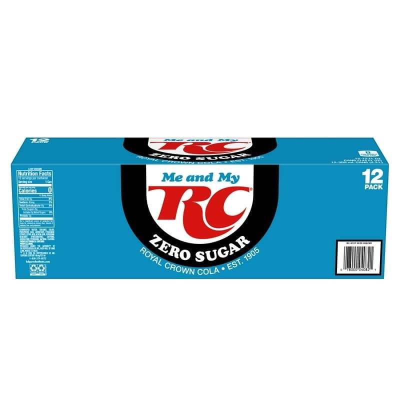 RC Cola Zero Sugar Soda, 12 Fl Oz Cans, Pack