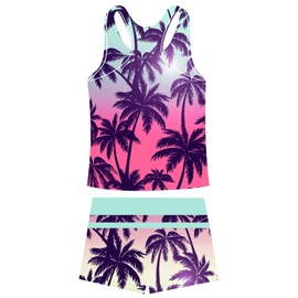 UNIFACO Cute Swimsuits for Teen Girls 2 Piece Bathing Suits Fashion Tankini Set Kids Swimwear Beachwear