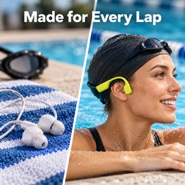 32GB Bone Conduction Headphones – IPX8 Waterproof Open-Ear Wireless Earphones for Swimming, Running & Cycling