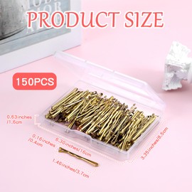 150 Pcs Mini Bobby Pins Gold, 2.36 Inch Small Hair Pins small bobby pins mini tiny hair clips with Storage Box for Kids, Girls, and Women, Pins for All Hair Types