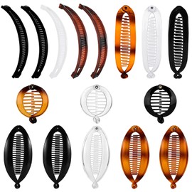 16 PCS Banana Hair Clips，Clincher Comb Fish Hair Clips Round Ponytail Clip Fish Grip Hair Comb Vintage Banana Clip Double Comb Banana Clip Set Fishtail Clip Hair Accessories for Women Girls Curly Hair