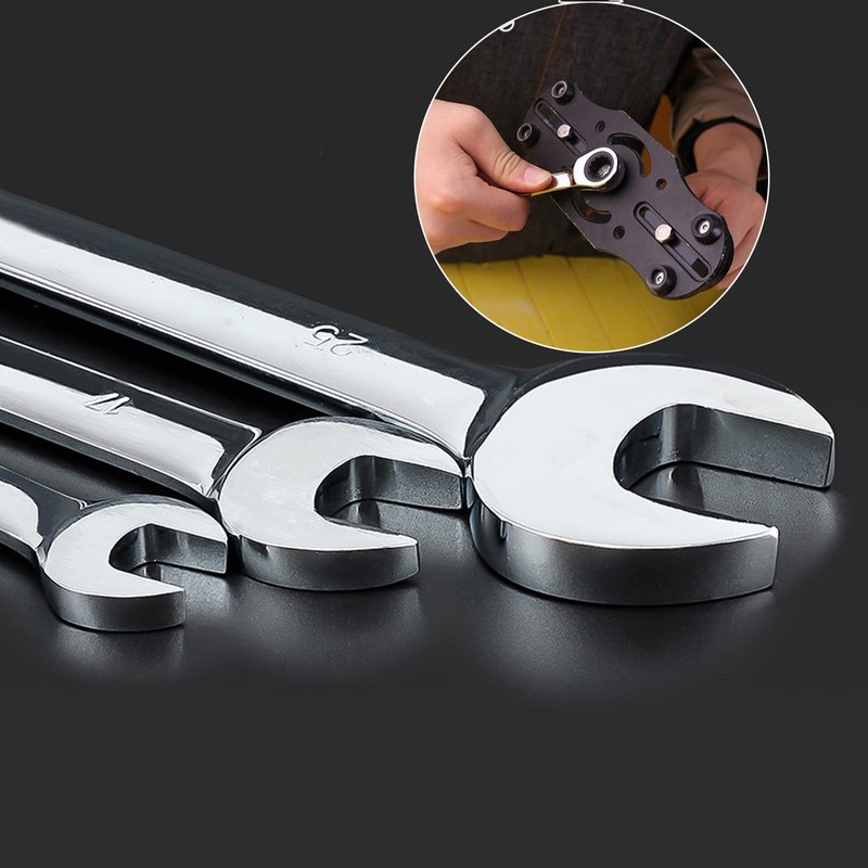 Vokenforu 17mm Ratchet Spanner, Ratcheting Combination Wrench, Hardened Chrome Vanadium