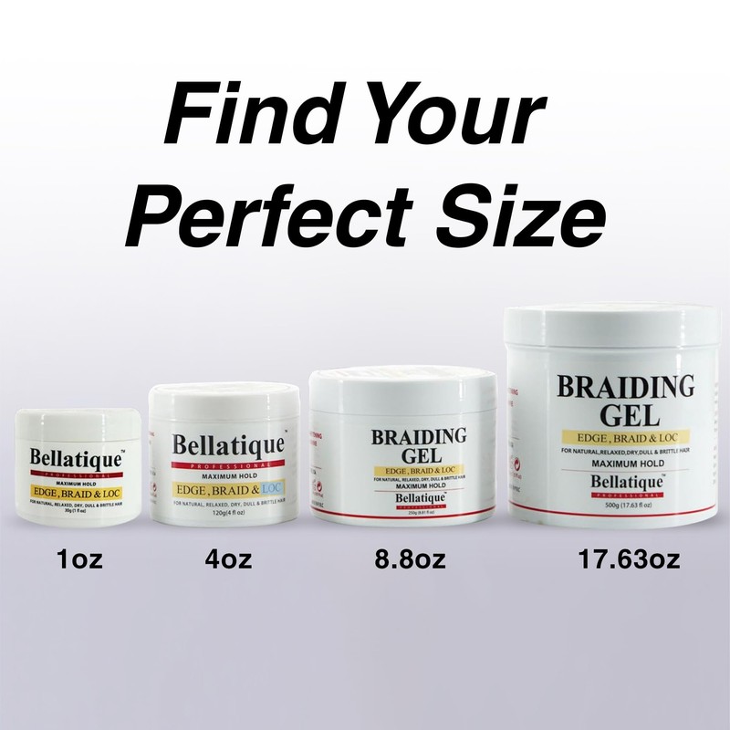 BELLATIQUE Professional Edge, Braid, & Loc Maximum Hold Edge Control