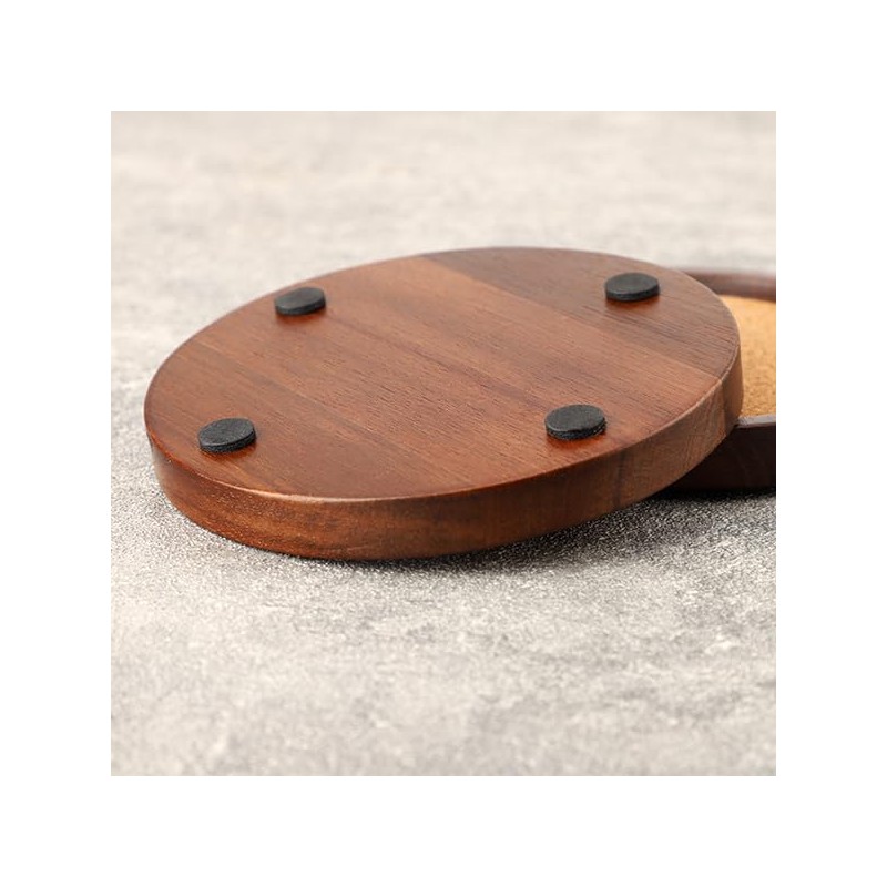 WLWNWFT Wood Cork Coasters for Drinks Absorbent with Holder, WLWNWFT