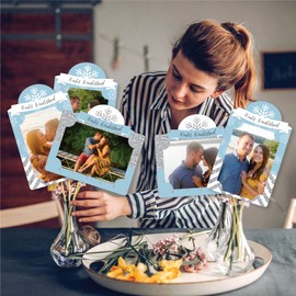 Big Dot of Happiness Winter Wonderland - Snowflake Holiday Party and Winter Wedding Picture Centerpiece Sticks - Photo Table Toppers - 15 Pieces
