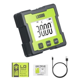 LASGOO Digital Angle Finder, Rechargeable Angle Gauge, Magnetic Inclinometer with LCD Display, 4 Measurement Units for Woodworking, Table Saw, Construction, Metalworking
