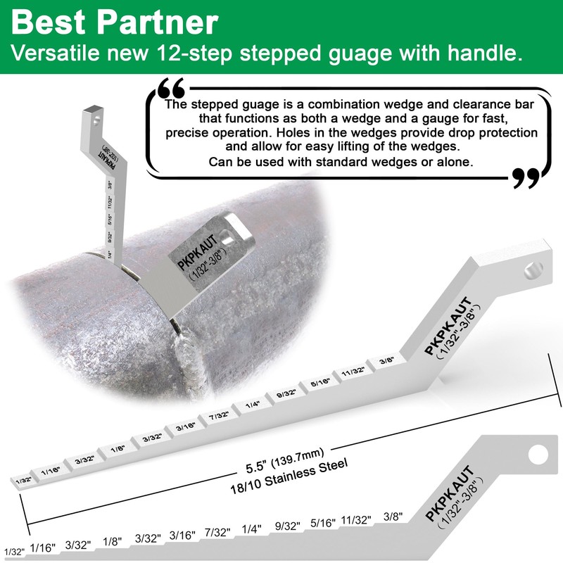 PKPKAUT 2PCS 8" Spacing Wedge with Stepped Guage Sets, Metal