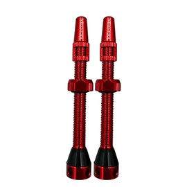 Set of 2 Velotool Bicycle Tubeless Tyre Valves with valve Core Removal Caps quality aluminium annodized available in Standard Black, Cobalt Blue and Vibrant red in 2 sizes 44mm & 60mm (Red, 60mm)