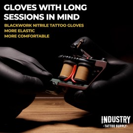Blackwork Nitrile Tattoo Gloves, Extra Small (100 Pack) - Black Gloves. Non-Latex, Thin, Soft, Strong, Comfortable, Powder-Free Medical Grade Exam Gloves With Elasticity & Textured Grip. Disposable