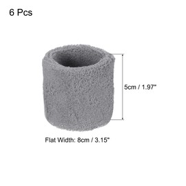 PATIKIL 6PCS 8x5cm Sport Wristbands Cotton Terry Cloth Absorbent Sweatband for Tennis, Baseball, Exercise, Athletic Running, Gray