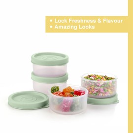 Condiment Cups Containers with Lids- 4 pk. 1.3 oz.Salad Dressing Container to go Small Food Storage Containers with Lids- Sauce Cups Leak proof Reusable Plastic BPA free for Lunch Box Picnic Travel