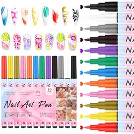 12 Colors Nail Art Pens Set, Nail Art Graffiti Pen Set, Point Liner Pen Drawing Painting For Nails Art Design Manicure Nail Diy Decoration, Quick Dry (A)
