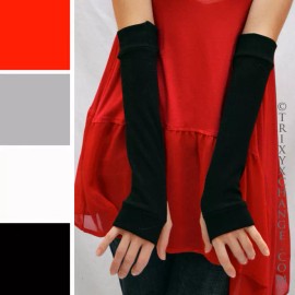 Trixy Xchange Cotton Fingerless Gloves Black Arm Warmers Elbow Length Armwarmers Winter Mens