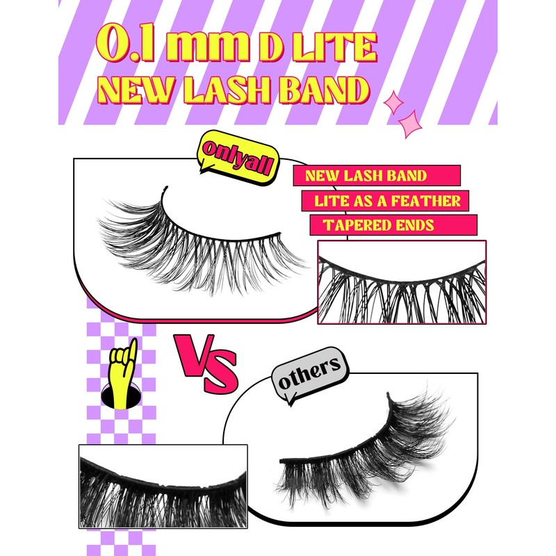 Onlyall Natural Lashes Wispy Lashes Natural Look False Eyelashes Natural