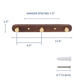 SARIHOSY] Wall Mounted Coat Rack,Multi Hook Hangers,Entryway Hanging Coat Rack,Metal Wood Coat Rail with 3 Hooks，Walnut Wood,zinc Alloy,Bedroom,Bathroom,Foyer,Living Room,Metal Household Items