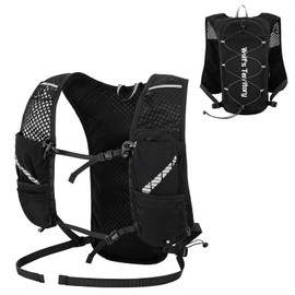 Azarxis 5L Trinkrucksack, Ultraleichter Laufrucksack, Trailrunning Rucksack, Laufweste für Laufen, Joggen, Marathon (Schwarz, Einheitsgröße)