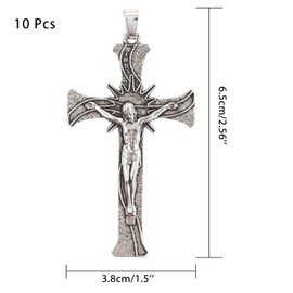 Arearief 10 Pcs 2.58” Silver Oxidized St Benedict Wall Cross
