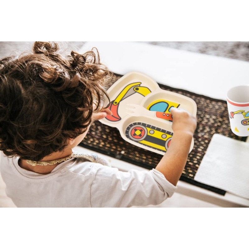 Kids Tableware Set, Included Plate Bowl Cup Fork and Spoon