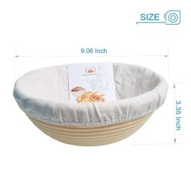 9 Inch Bread Proofing Basket, WERTIOO Banneton Round Proofing Basket, 100% Natural Rattan Sourdough Proving Basket with Bread Lame, Dough Scraper, Linen Cloth Liner, Sourdough Bread Baking Supplies