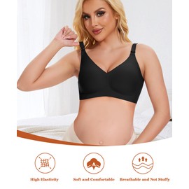 DOCUMO Nursing Bra for Women Wireless Comfort Pregnancy Bra No Underwire Maternity Bra Soft Seamless Breastfeeding and Sleep Bralette (Black,3X-Large)