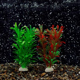NW Wholesaler 9.5 Inch Faux Plants for Fish Tanks - Set of 2 Red and Green Artificial Plants for Freshwater and Saltwater Aquarium Decor and Fish Hideaway