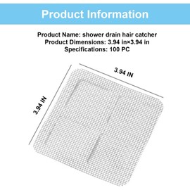 100 Pcs Waterproof Disposable Hair Drain Stickers, 4"×4" Disposable Shower Drain Hair Catcher, Peel & Stick Hair Trap for Bathroom Bathtub Kitchen Laundry