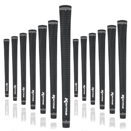 Karma Velour Golf Grips 13 Piece Set, Black Standard Size Rubber All Weather Comfort and Performance Medium Firm Control Traditional Taper Velvet Style Replacement Golf Club Grips for Men
