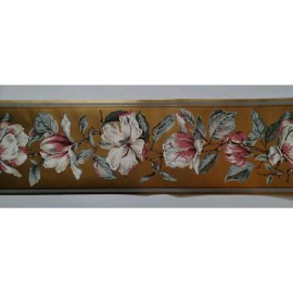 York Wallpaper Border 6.75" Gold - Green - Pink/White Flowers - Branches 5 yds