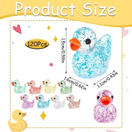 120Pcs Mini Resin Ducks, Colorful Tiny Ducks, Twinkle Mini Resin Animals for Christmas Birthday Party Miniature Figures Micro Fairy Garden Landscape Decor