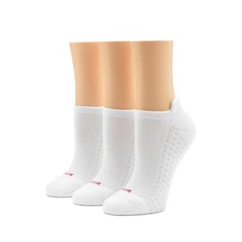 HUE Women's Air Cushion Tab Back No Show Liner Sock 3 Pair Pack, White, One Size