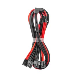 CableMod E-Series Pro ModMesh Sleeved 12V-2x6 12VHPWR 90° StealthSense PCIe Cable for EVGA G/G+ / P/P+ / T - Variant A (Black + Red, 16-pin to Quad 8-pin, 60cm)