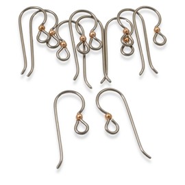 10 Gray Niobium Ear Wires + 2mm Copper Accent Bead - Hypoallergenic Earring Hooks for Sensitive Ears - Ideal for DIY Earring Making