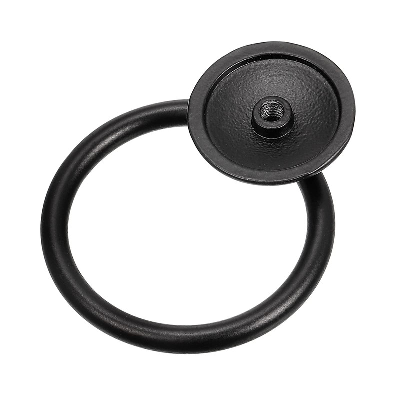 sourcing map 4Pcs Round Ring Pulls, Drawers Knobs Black Circle
