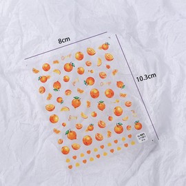 2 Sheets Fruit Nail Art Stickers, Cute Orange Strawberry Fruits Nail Decals Nail Sticker DIY Nail Art Decoration Manicure Accessories for Women Girls