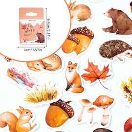 46 Pcs Autumn Theme Stickers, Autumn Stickers, Autumn Leaves Animals Maple Leaf Mushroom Stickers for Autumnal Decorations, Scrapbooking, Decorating Various Items, Waterproof, Autumnal