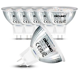 DiCUNO MR16 LED Bulb, GU5.3 5W Spotlight, 50W Halogen Equivalent, 500LM, Warm White 2700K, 12V, 120° Beam Angle, Non-Dimmable, 6 Packs