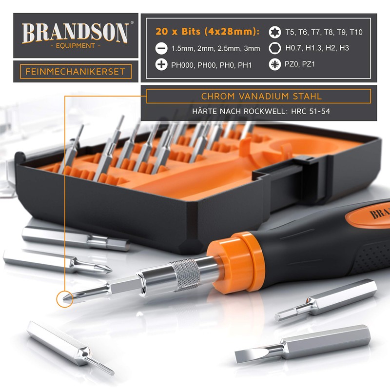 Brandson Screwdriver Set 21 Pieces Mini Bits 4 mm 5