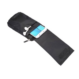 DFV mobile - Multi-functional Belt Wallet Stripes Pouch Bag Case Zipper Closing Carabiner for MYPHONE UP SMART (2020) - BLACK XXM (18 x 10 cm)