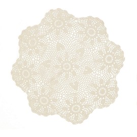 kilofly Handmade Crochet Cotton Lace Table Sofa Doily, Waterlily, Beige, 34 inch