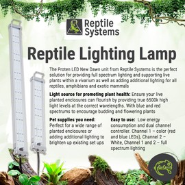 Reptile Systems Proten New Dawn LED Lamp: 6500K, 21watt, 24-36 inches. Full Spectrum LED Luminaire Lighting for Natural Plant Growth in Terrariums, Vivariums, Hydroponics & Aquaponics